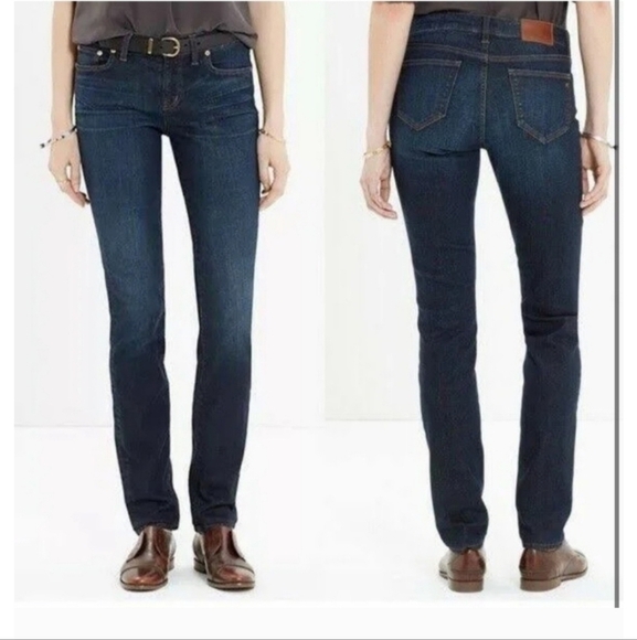 Madewell Alley Straight Leg Jeans Size 25 Dark Blue Mid Rise Slim Fit. - Picture 2 of 10